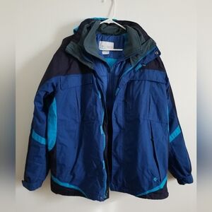 Columbia Mens Blue and Black Shell and Liner Puffer Jacket Size Large